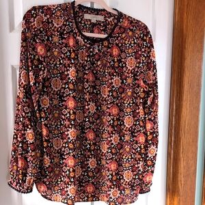 Loft Floral Women's Top - Black and Red